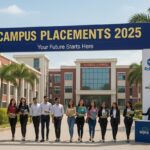 Students at campus placements 2025 in India with leading companies like TCS, Infosys, Reliance, and Wipro, highlighting AI’s impact on hiring.